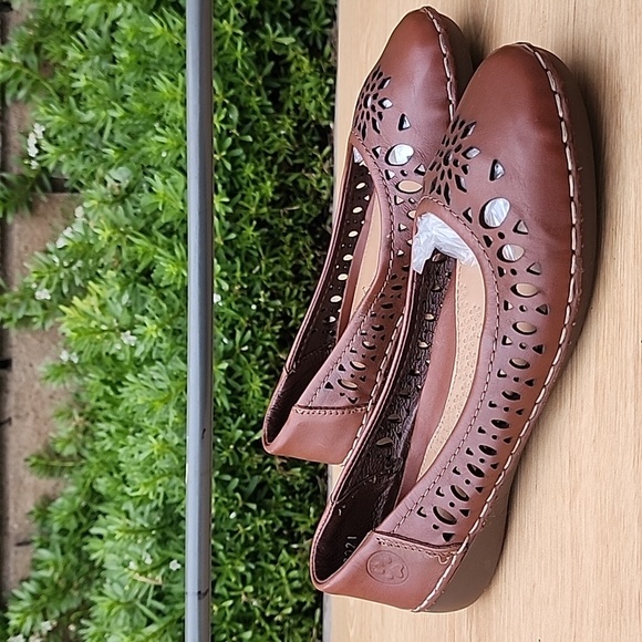 Lobo Solo Brown Padded Laser Cut Design Leather Women's Loafers Size 23.5 / US 6 - Picture 3 of 11